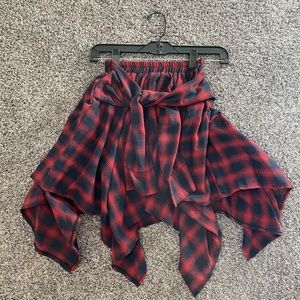 Plaid tie around Skort